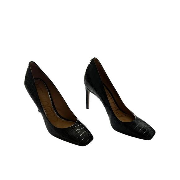 Sam Edelman Beth Square Toed Croc Pump Black Size 5 - Picture 1 of 7